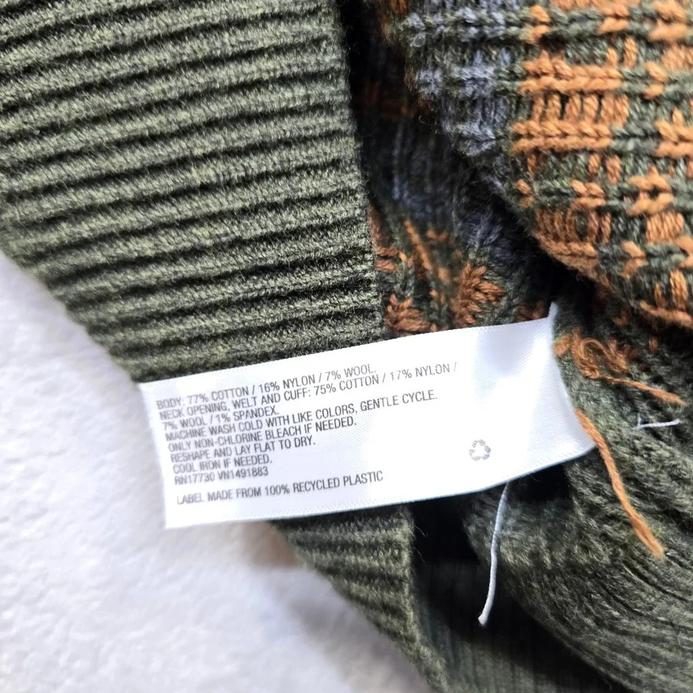Merona Fair Isle Crewneck Sweater Mens Small Green‎ Orange Blue NEW